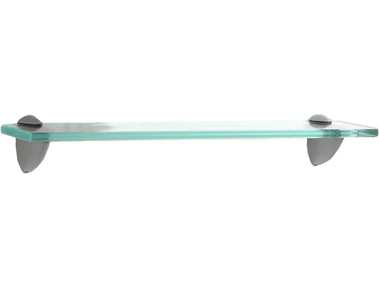 18" x 3" x 2" Glass Floating Shelf Bracketed Wall Mount, Clear