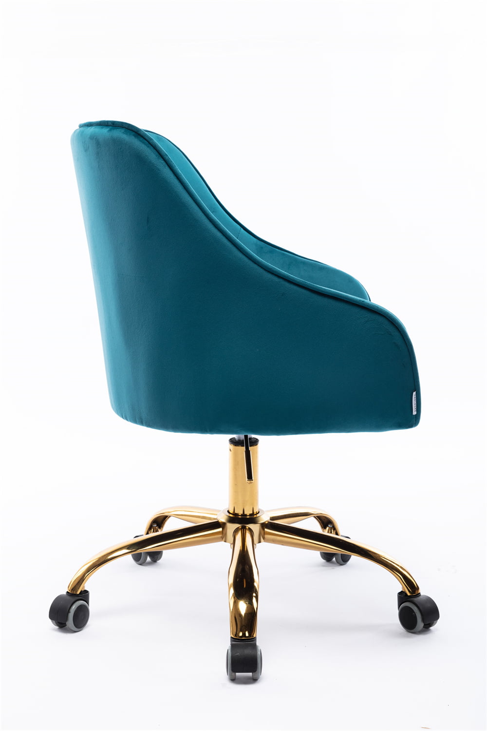 Velvet Home Office Chair, Upholstered Mid Back Ergonomic Computer Desk Chair with Golden Metal Base, Height Adjustable 360¡ã Swivel Shell Armchair Vanity Chair for Living Room Bedroom