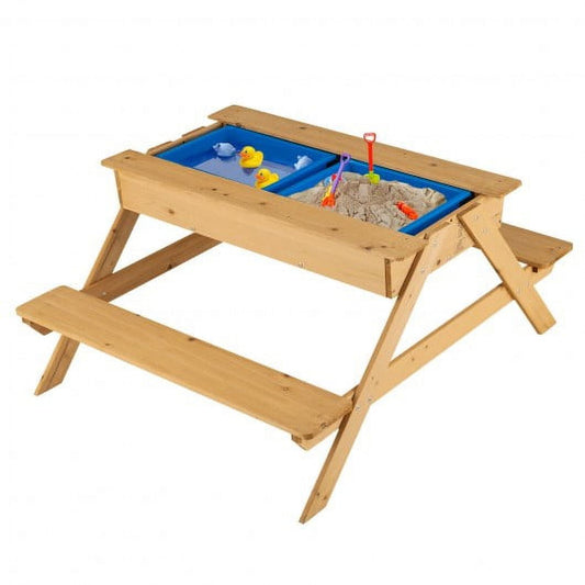 3-in-1 Multifunctional Kids Picnic Outdoor Wooden Table