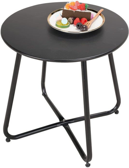 Weather Resistant Outdoor Round End Table - Black