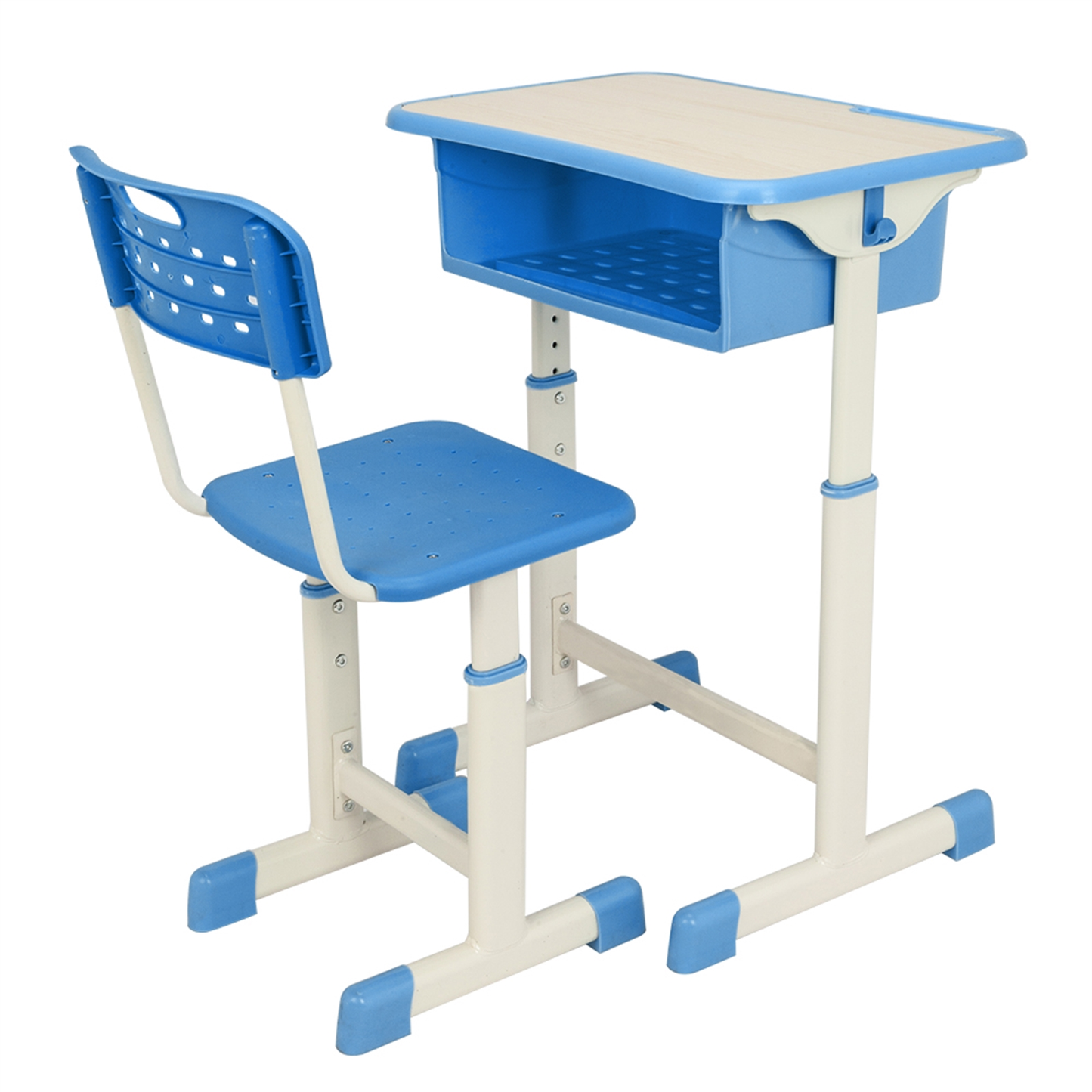 Adjustable Students Children Desk and Chairs Set Gray Furniture > Office Furniture > Office Furniture Sets Anself Blue 2