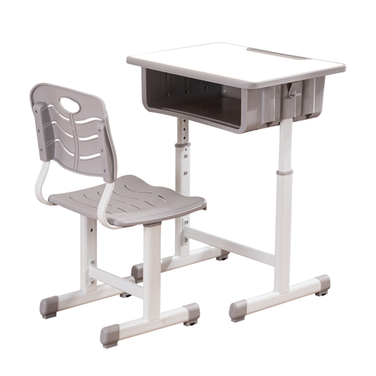 Adjustable Students Children Desk and Chairs Set Gray Furniture > Office Furniture > Office Furniture Sets Anself Gray