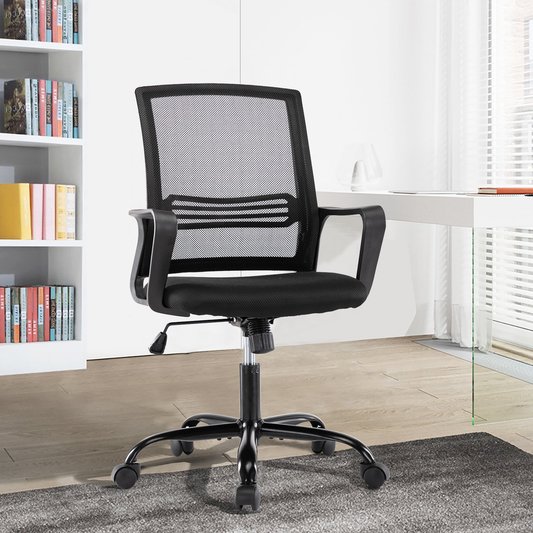 Yoyomax Office Chair, Mid Back Mesh Desk Chair, Ergonomic Office Chair with Armrest, 250 LB Capacity, Black