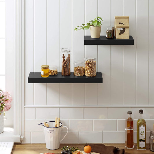Wall Shelf, Floating Shelf 15.7 Inch, Easy Install for Decorative Display Corner Invisible Bracket Support, Black