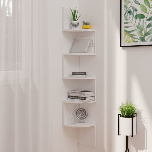 Wall Corner Shelf 7.5"X7.5"X48.4" Engineered Wood