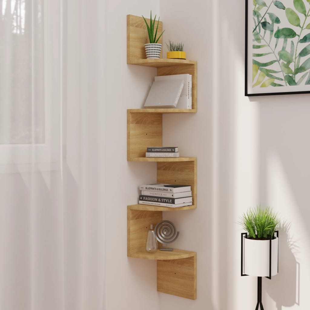 Wall Corner Shelf 7.5"X7.5"X48.4" Engineered Wood