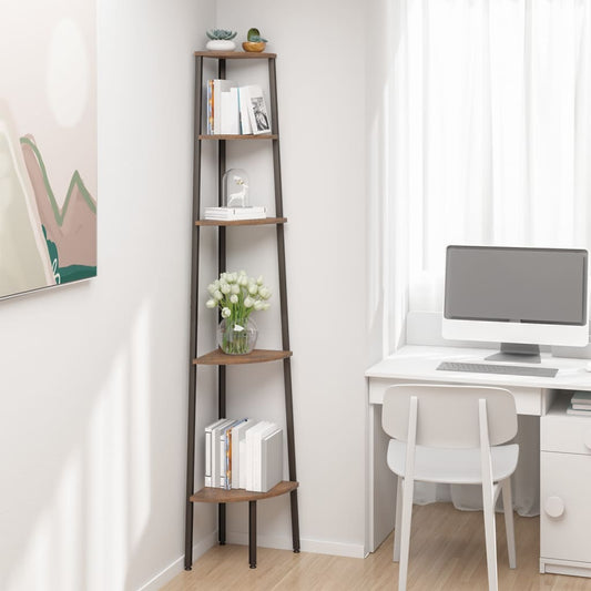 5-Tier Corner Shelf And Black 7.9"X2.4"X70.9"