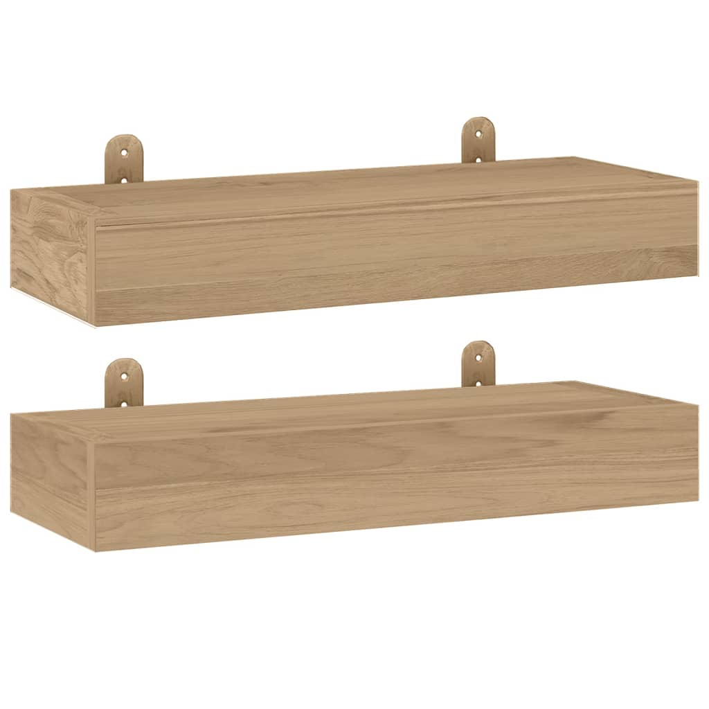 Wall Shelves 2 Pcs Solid Wood Teak
