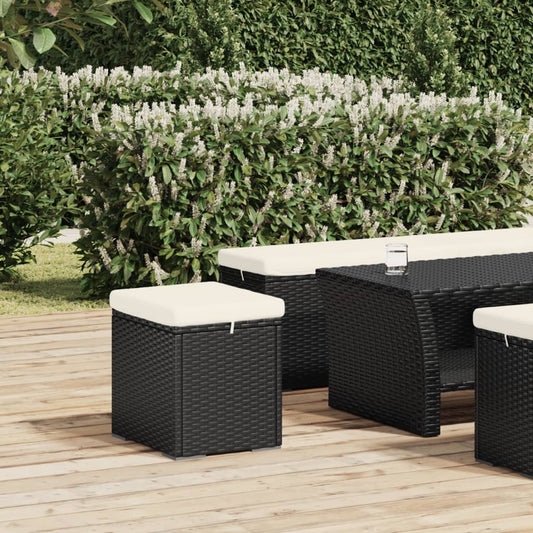Ottoman With Cushion 5.7"X.8"X5.7" Poly Rattan