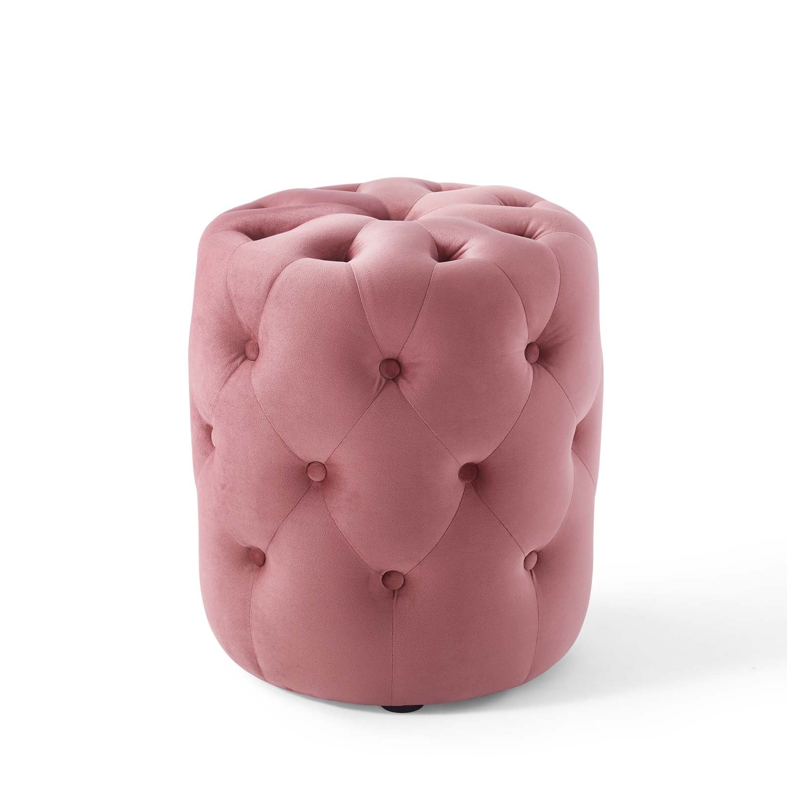 Amour Tufted Button Round Performance Velvet Ottoman - East Shore Modern Home Furnishings