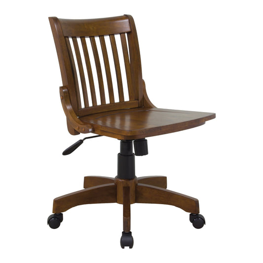 OSP Designs Deluxe Armless Wood Bankers Chair-Color:Chestnut