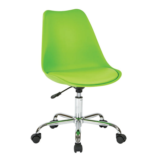 OSP Home Furnishings Emerson Office Chair with Pneumatic Chrome Base in Green Finish