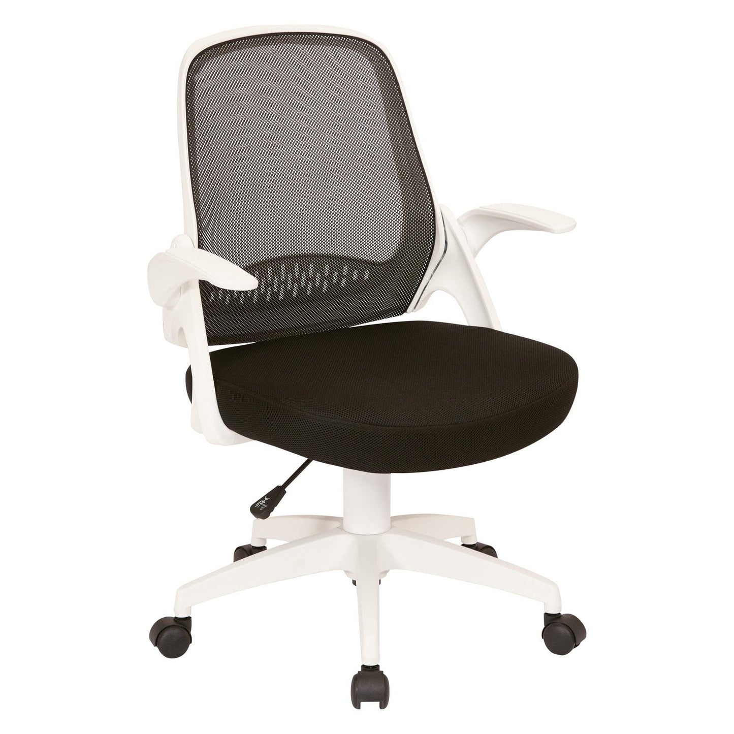 OSP Home Furnishings Jackson Office Chair with Black Mesh and White Frame including Flip Arms