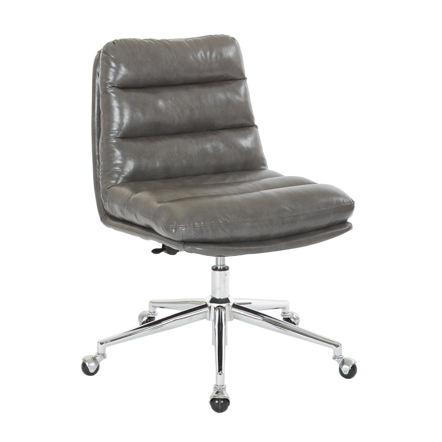 OSP Home Furnishings Legacy Office Chair in Deluxe Pewter Faux Leather with Chrome Base