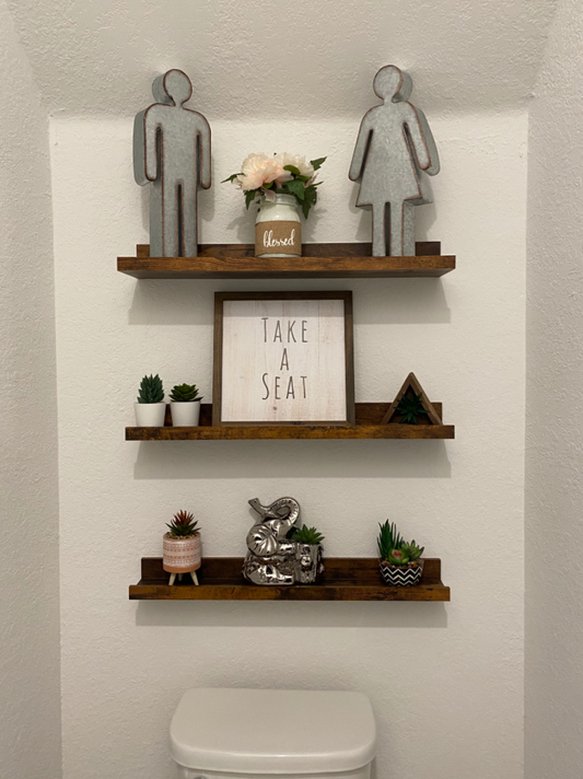 24 Inch Floating Shelves Wall Mounted Set of 3, Rustic Large Wall Shelves