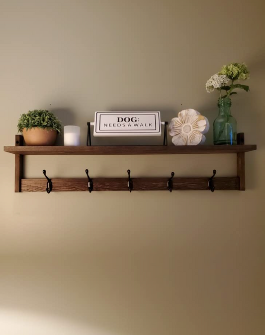 Wall Hooks with Shelf 28.9 Inch Length Entryway Wall Hanging Shelf Wood Coat Hooks