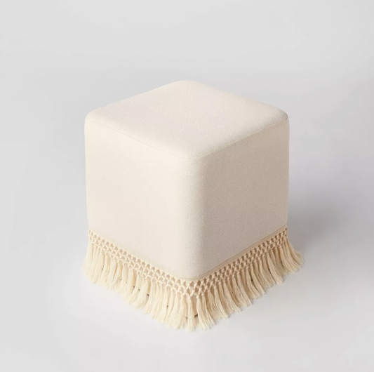 Westchester Fringe Cube Cream Linen