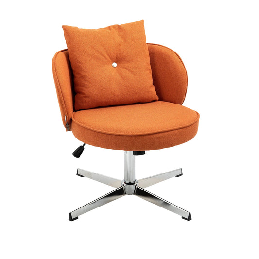 Villeston 360¡ã Swivel Home Office Desk Chair no Wheels, Modern Adjustable Computer Chair, Comfy and Ergonomic Vanity Chair for Living Room, Bedroom Orange