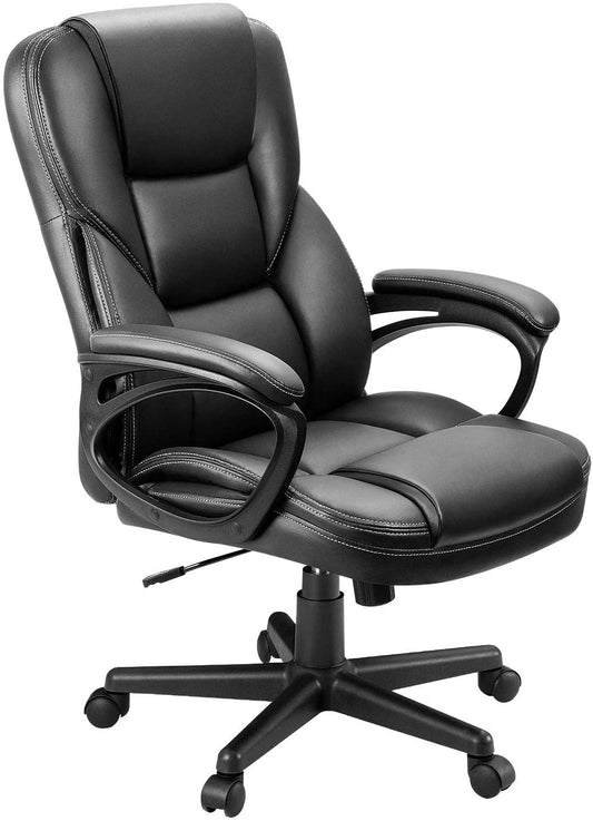 Vineego High Back PU Leather Executive Office Desk Chair Adjustable Business Manager¡¯s Chair Ergonomic swivel Computer Chair with Lumbar Support and Armrest, Black
