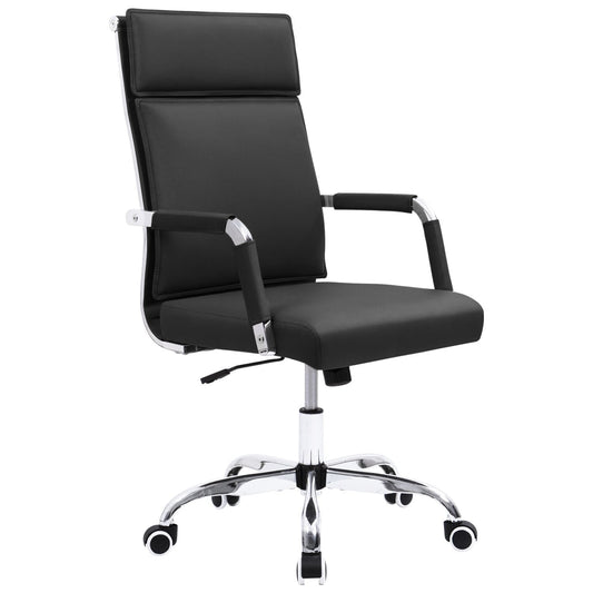 Vineego Mid-Back Office Desk Chair Executive Adjustable Swivel Task Chair PU Leather Conference Chair with Armrests,Black