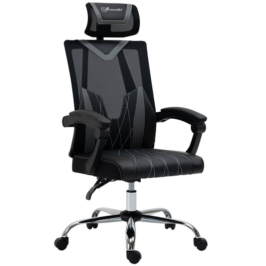 Vinsetto Mesh Office Chair Ergonomic Desk Chair with Rotate Headrest, Lumbar Support & Adjustable Height, 360?¡ã Swivel Computer Chair