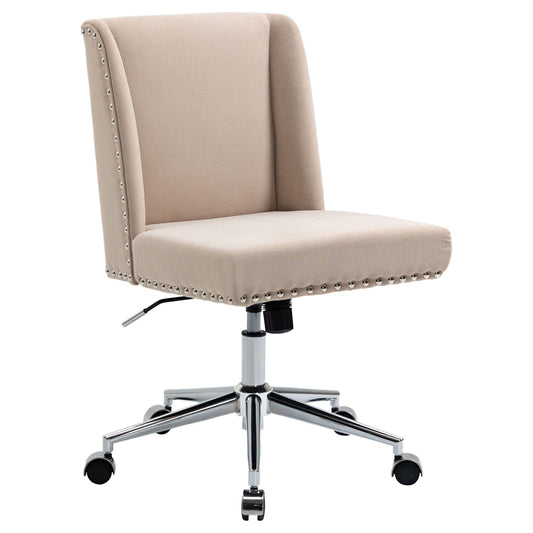 Vinsetto Mid Back Home Office Chair, Task Chair with Tilt, 360?¡ã Swivel, Padded Desk Chair with Adjustable Height, Beige