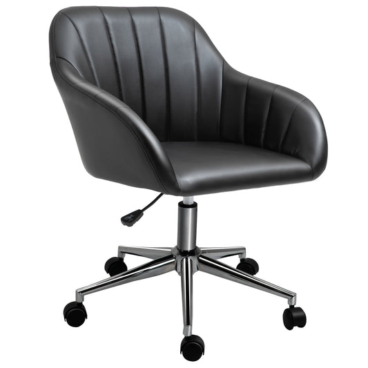 Vinsetto Mid-Back Home Office Chair w/ Tub Seat Design, Adjustable Height, Black