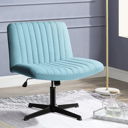 Vitesse Armless Office Desk Chair No Wheels,Fabric Padded Modern Swivel Vanity Chair,Height Adjustable Wide Seat Computer Task Chair for Home Office