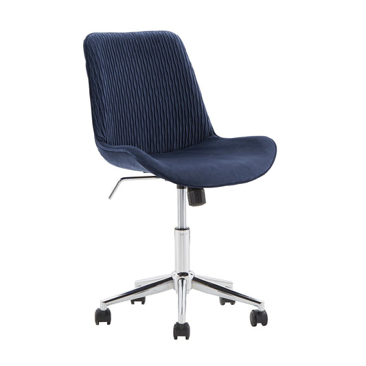 Weston Home Koa Velvet Ripple Pattern Office Chair, Navy Blue