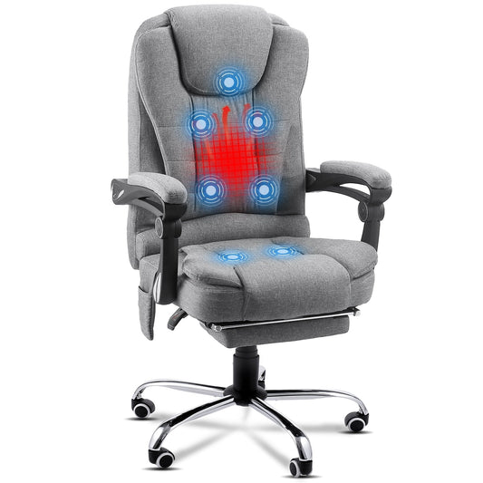 YODOLLA Massage Office Chair with Heat Ergonomic Reclining Computer Chair High Back Desk Chair W/ Retractable Footrest,Grey