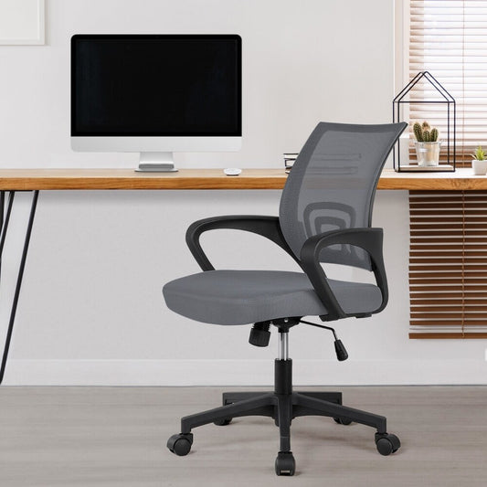 Yaheetech Adjustable Ergonomic Office Chair MidBack Mesh Swivel Chair Dark Gray