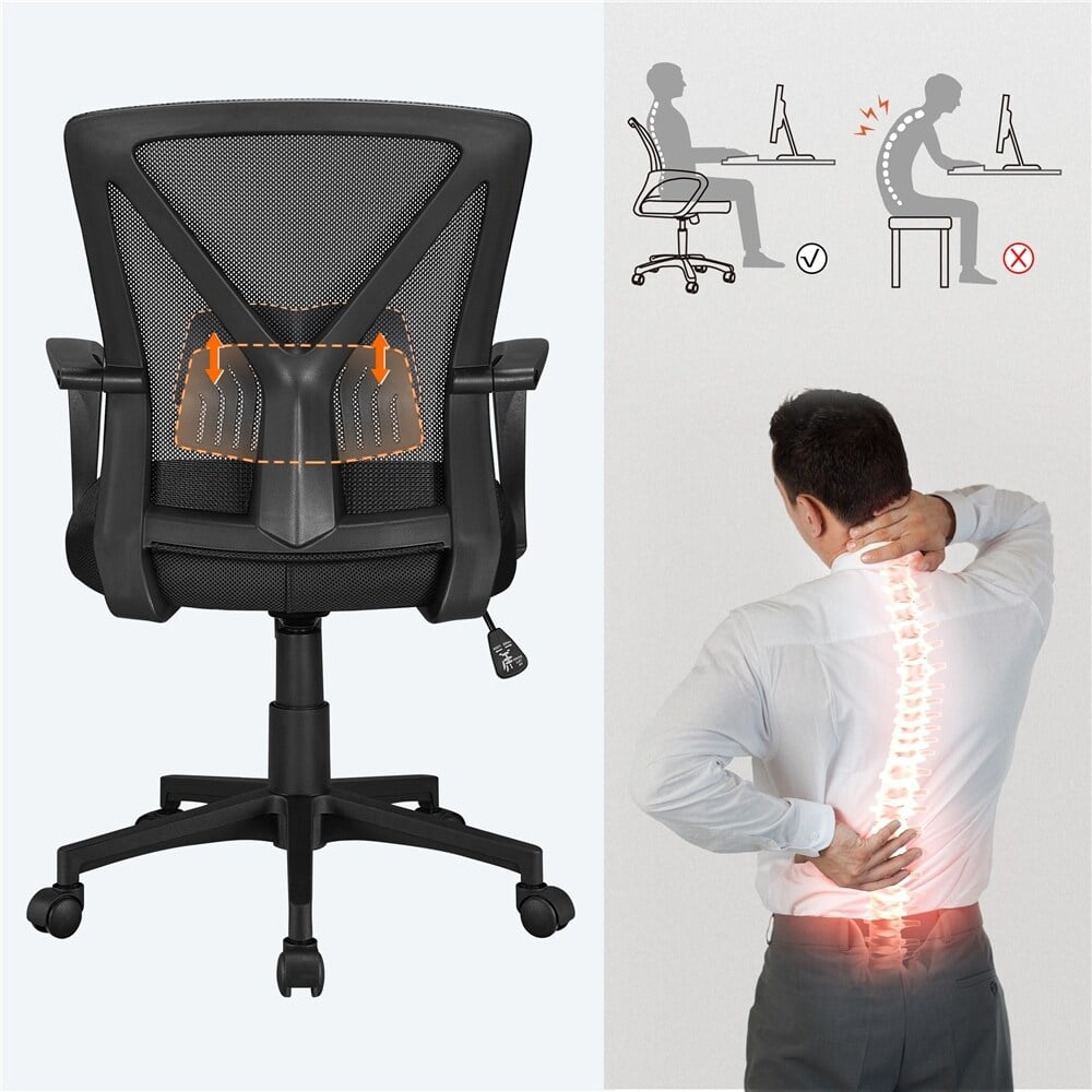 Yaheetech Adjustable Mesh Office Chair Mid Back Swivel Executive Chair Black