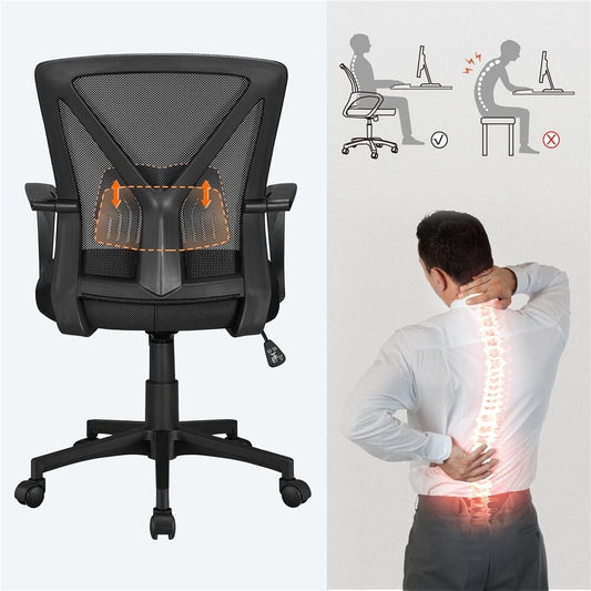 Yaheetech Adjustable Mesh Office Chair Mid Back Swivel Executive Chair Black