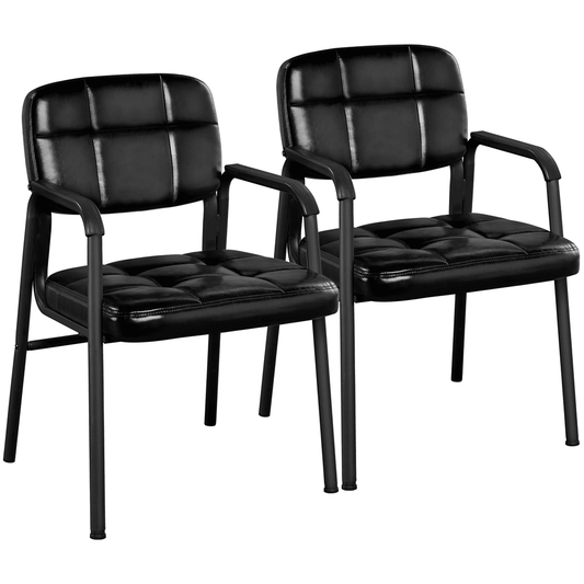 Yaheetech Faux Leather Upholstered Reception Chair for Home & Office, Set of 2, Black