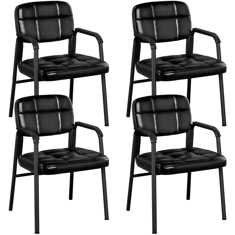 Yaheetech Faux Leather Upholstered Reception Chair for Home & Office, Set of 4, Black