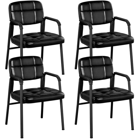 Yaheetech Faux Leather Upholstered Reception Chair for Home & Office, Set of 4, Black