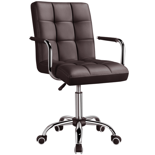 Yaheetech Modern Height Adjustable PU Leather Office Chair, Brown