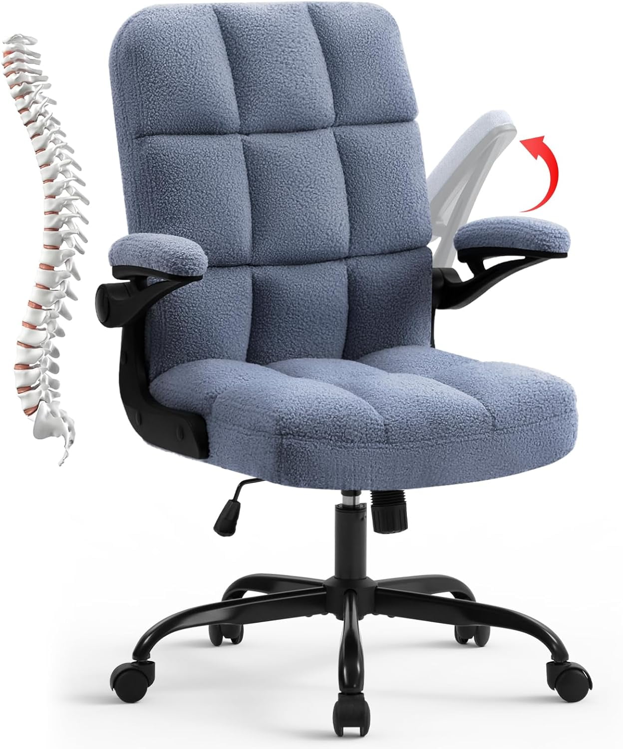 YiSHOP Executive Office Desk Chair High Back Ergonomic Task Chair Computer Faux Fur Chair Home Office Chairs with Lumbar Support, Blue