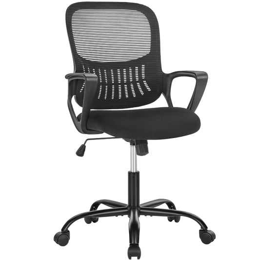 ZUNMOS Ergonomic Office Chair, Mesh Desk Chair with Fixed Armrests for Home Office Standing Desk, Black
