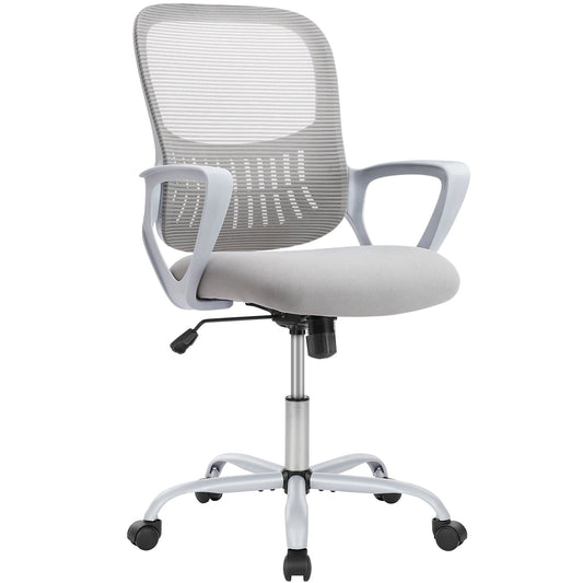 ZUNMOS Ergonomic Office Chair, Mesh Desk Chair with Fixed Armrests for Home Office Standing Desk, Grey