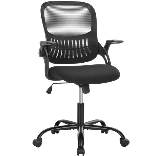ZUNMOS Ergonomic Office Chair, Mesh Desk Chair with Flip up Arms and Storable Lumbar Support for Home Office Standing Desk, Black