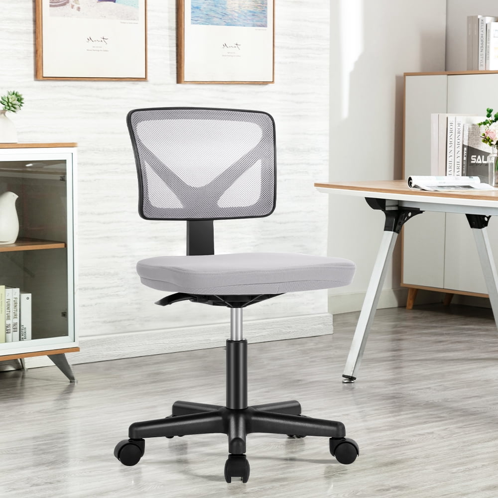 ZUNMOS Home Office Desk Chair, Armless Mesh Computer Chair Small Space Swivel Adjustable Low Back Task Chair