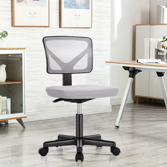 ZUNMOS Home Office Desk Chair, Armless Mesh Computer Chair Small Space Swivel Adjustable Low Back Task Chair