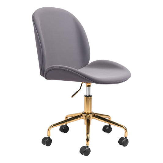 Zuo Modern Miles Faux Leather Mid-Back Office Chair, Gray