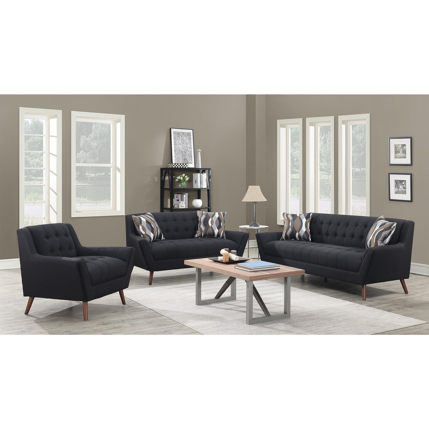 Avenger Sofa In Sparta Black W/2 Pillows