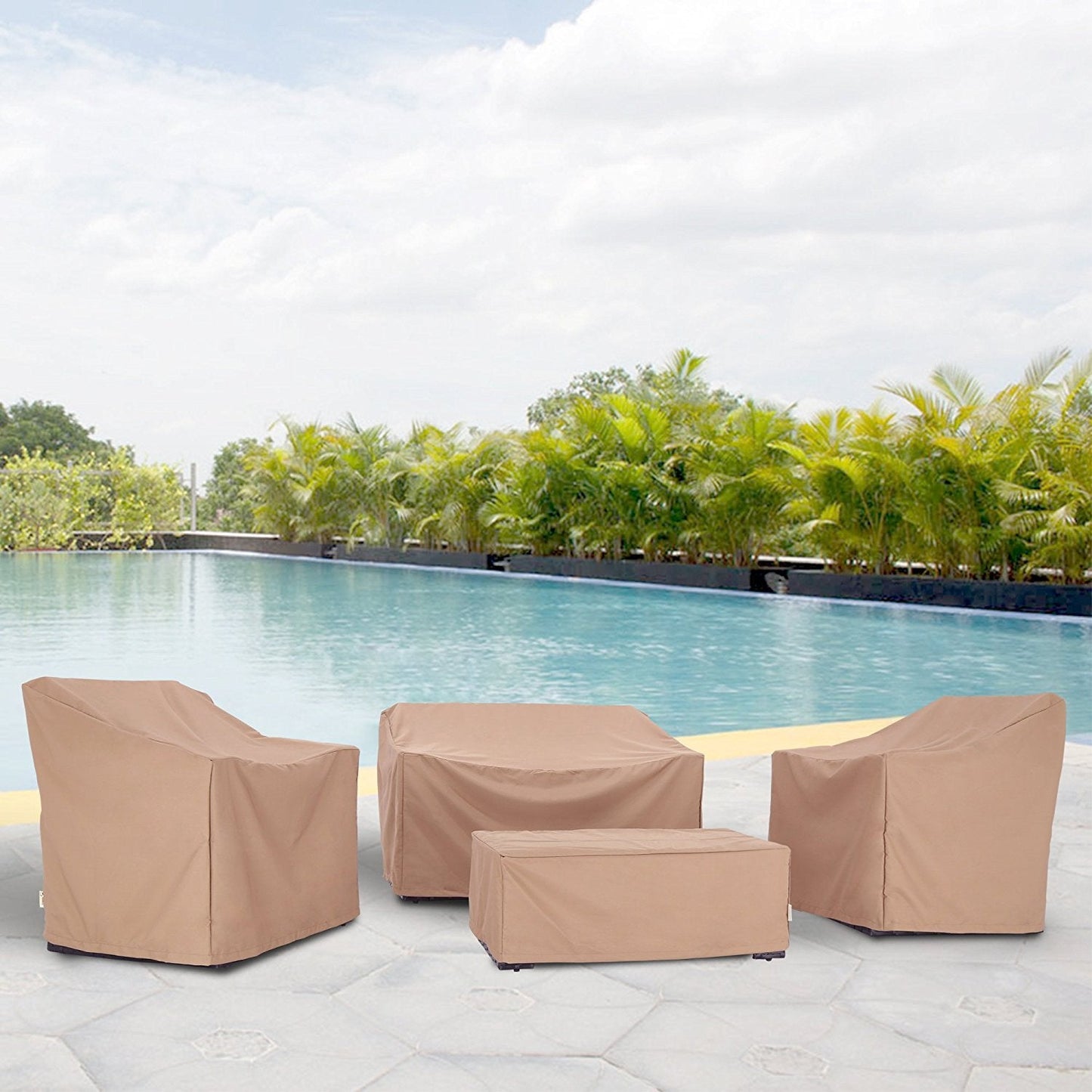 Baner Garden N87 4-piece Outdoor Veranda Patio Garden Furniture Cover Set with Durable and Water Resistant Fabric (Brown)