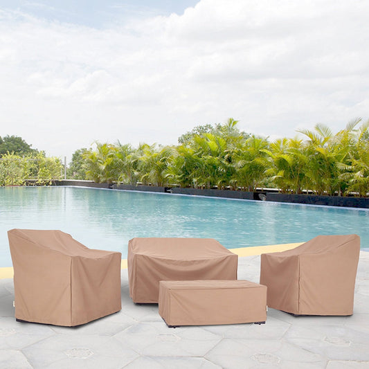 Baner Garden N87 4-piece Outdoor Veranda Patio Garden Furniture Cover Set with Durable and Water Resistant Fabric (Brown)
