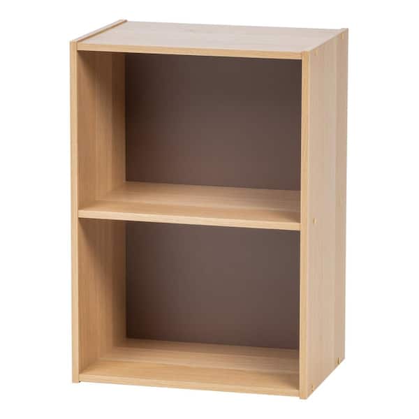 2 Shelf Bookcase Wood Storage Brown/White Closed Back Photo Books Arts Display