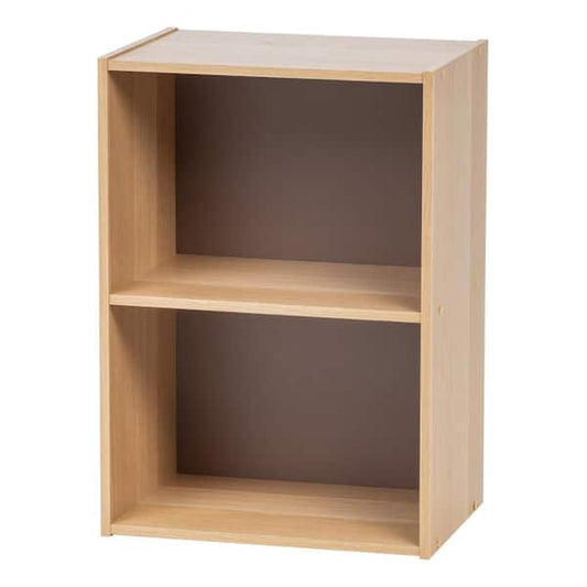 2 Shelf Bookcase Wood Storage Brown/White Closed Back Photo Books Arts Display