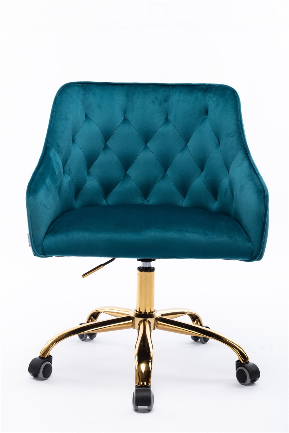 Velvet Home Office Chair, Upholstered Mid Back Ergonomic Computer Desk Chair with Golden Metal Base, Height Adjustable 360¡ã Swivel Shell Armchair Vanity Chair for Living Room Bedroom